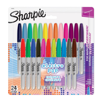 Sharpie Permanent Markers Electro Pop Assorted Colours - Pack of 24