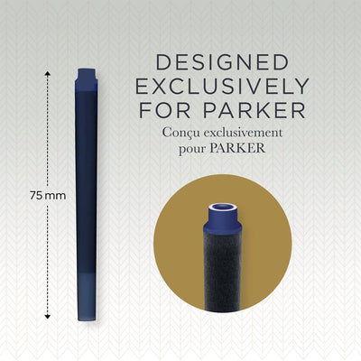 Parker Long Fountain Pen Ink Cartridges in Blue - Pack of 10