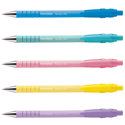 Paper Mate Flexgrip Ultra Pastel Ballpoint Pens - Black Ink - Pack of 5