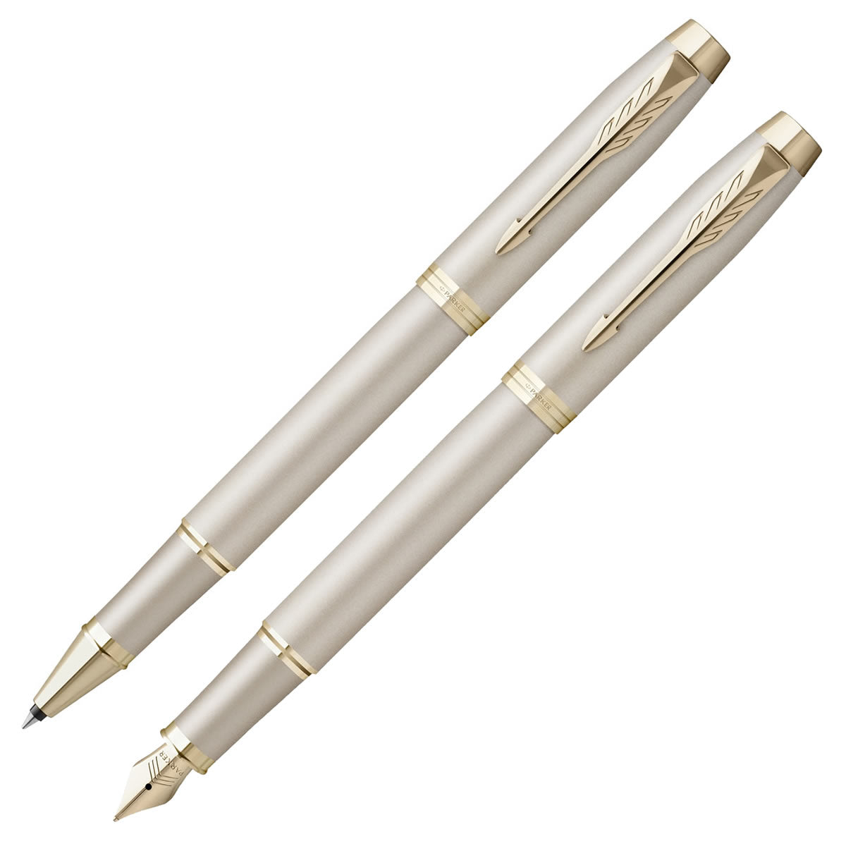 Parker IM Monochrome Champagne Rollerball & Fountain Pen Set