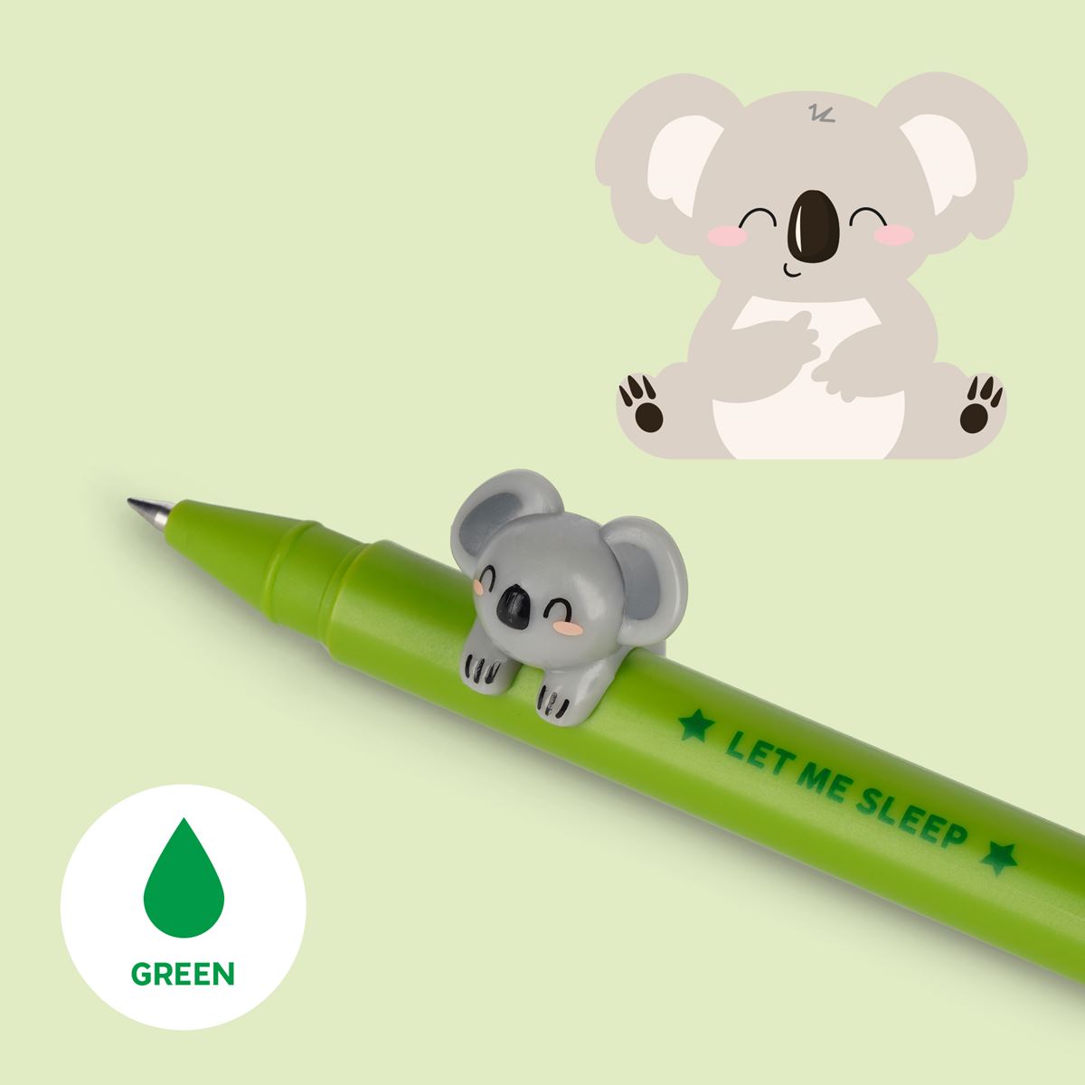 Legami Lovely Friends Green Gel Pen - Koala Bear
