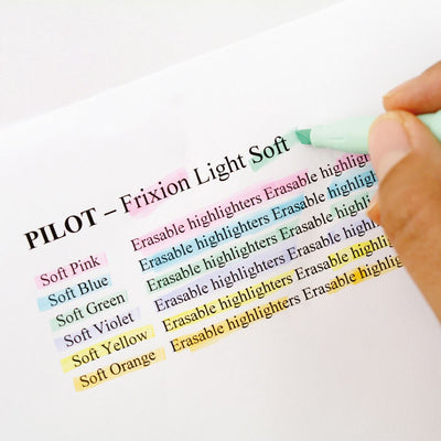 Pilot FriXion Light Soft Erasable Pastel Highlighters - Pack of 6