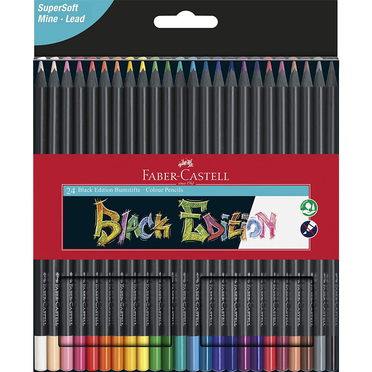 Faber-Castell Black Edition Colouring Pencils - Pack of 24
