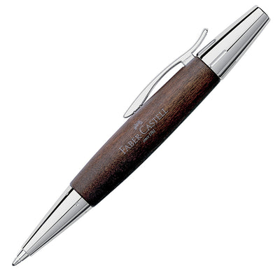 Faber-Castell E-motion Chrome & Wood Twist Ballpoint Pen  - Dark Brown