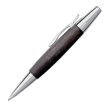 Faber-Castell E-motion Chrome & Wood Twist Ballpoint Pen - Black