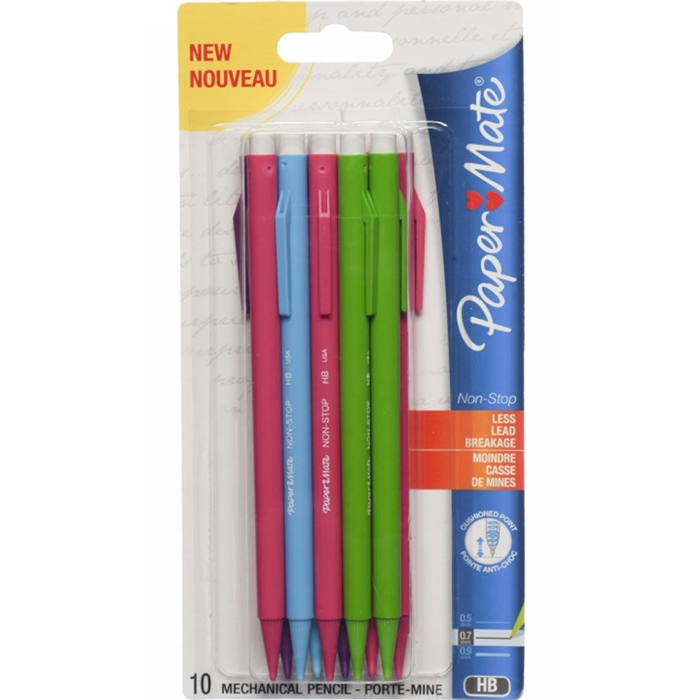 Paper Mate Non-Stop Mechanical HB Pencils - Assorted Colours x 10