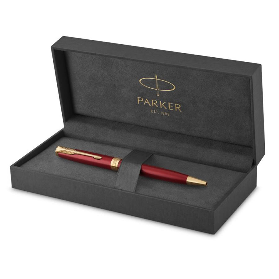 Parker Sonnet Red and Gold Trim Ballpoint Pen