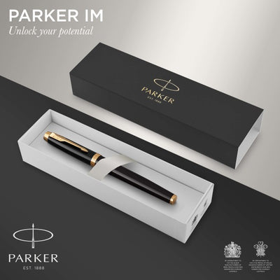 Parker IM Black Gold Finish Trim Ballpoint & Rollerball Pen Set