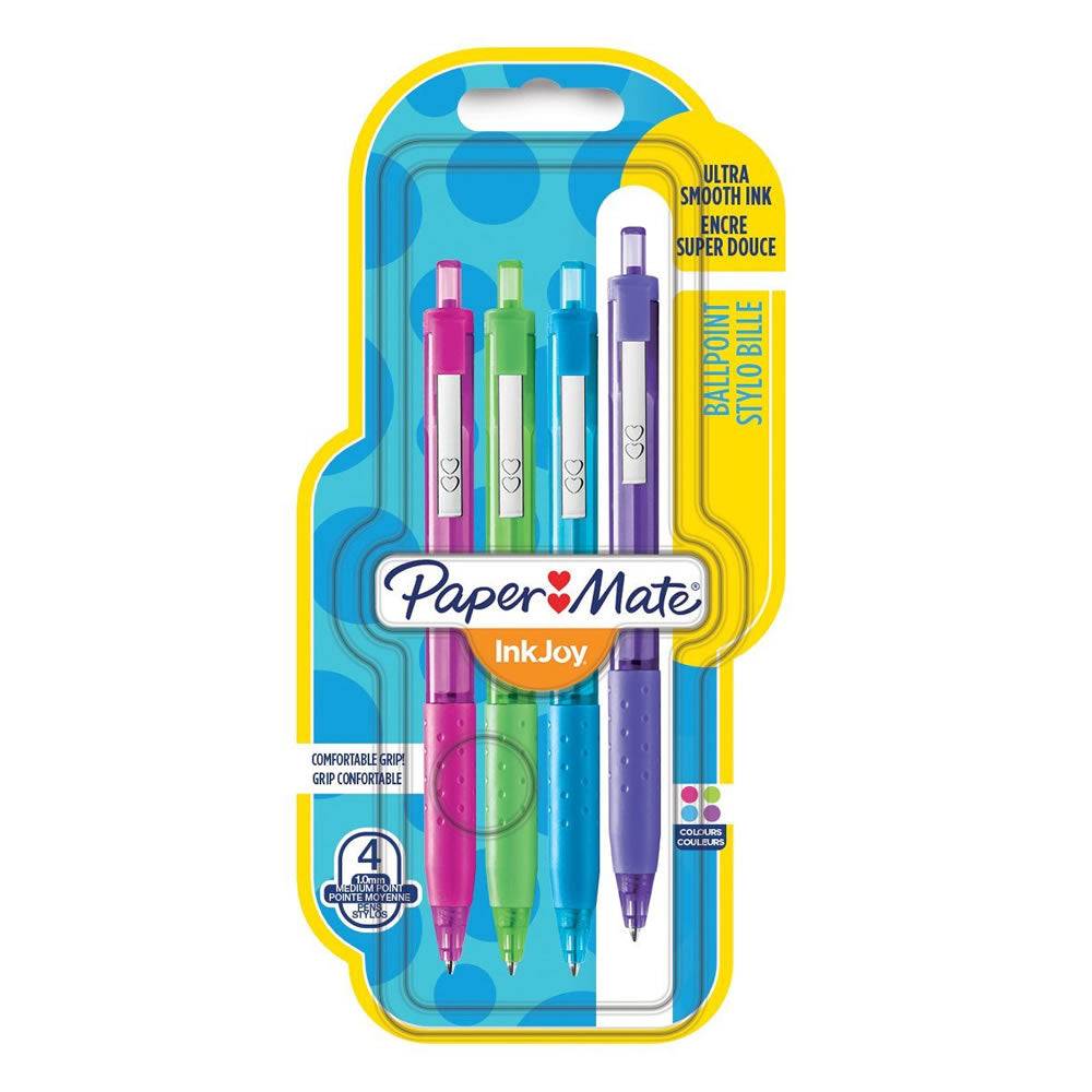 Paper Mate Inkjoy 300RT Retractable Ballpoint Pen Medium Assorted Fun Colours - Pack of 4