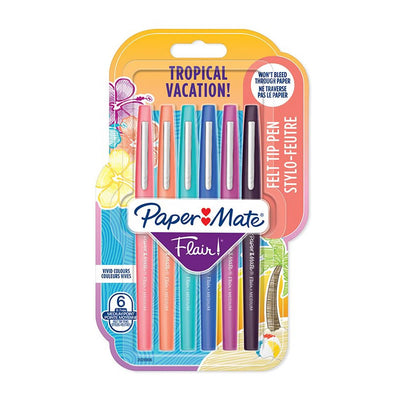 Paper Mate Flair Felt Tip Medium Tropical Colours - Pack of 6