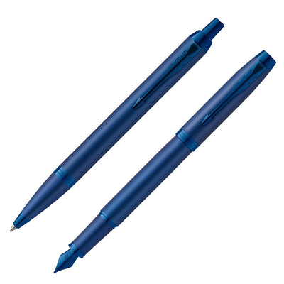 Parker IM Blue Monochrome Ballpoint & Fountain Pen Set