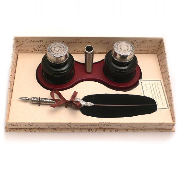 Feather Quill & Ink Holder Set