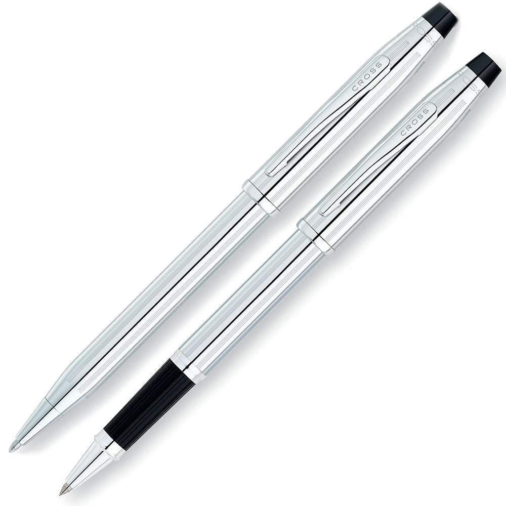 Cross Century II Lustrous Chrome Rollerball and Ballpoint Pen Set