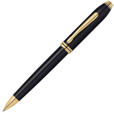 Cross Townsend Black Lacquer and 23ct Gold-Plated Ballpoint Pen