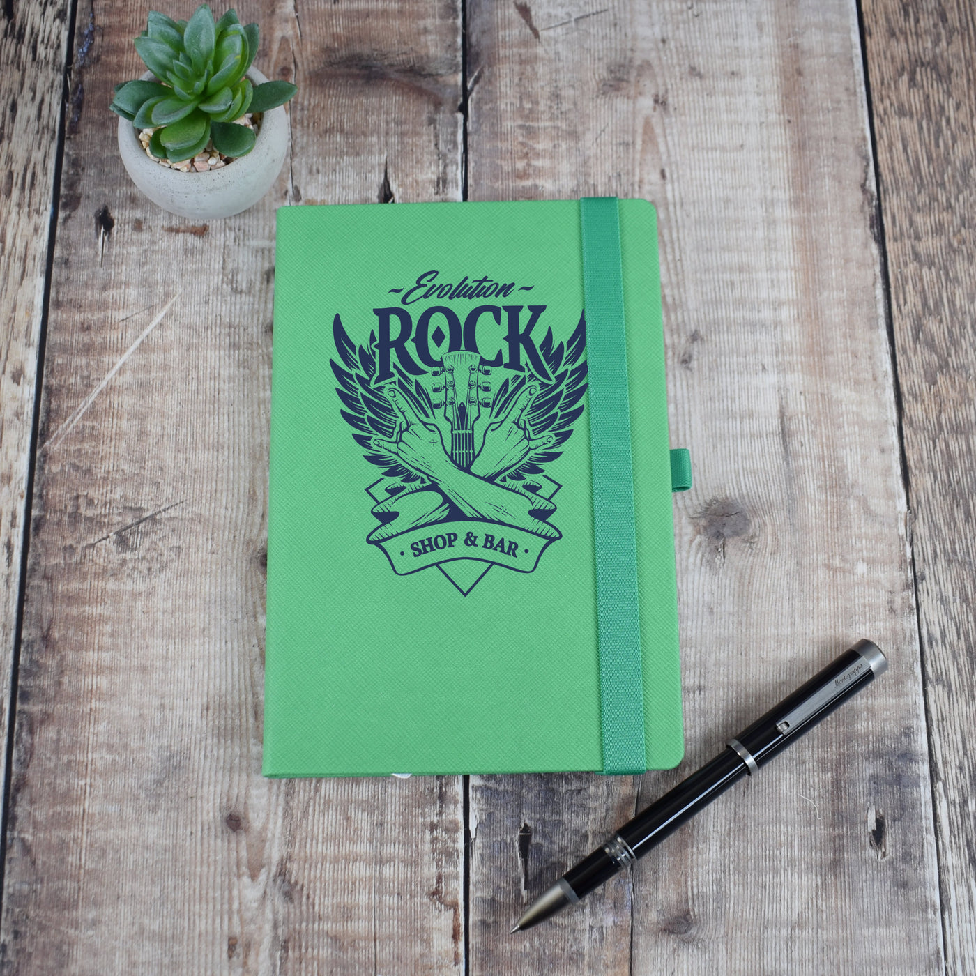 Printed Green Textured Notebook With Logo - Corporate Gift, A5 Journal