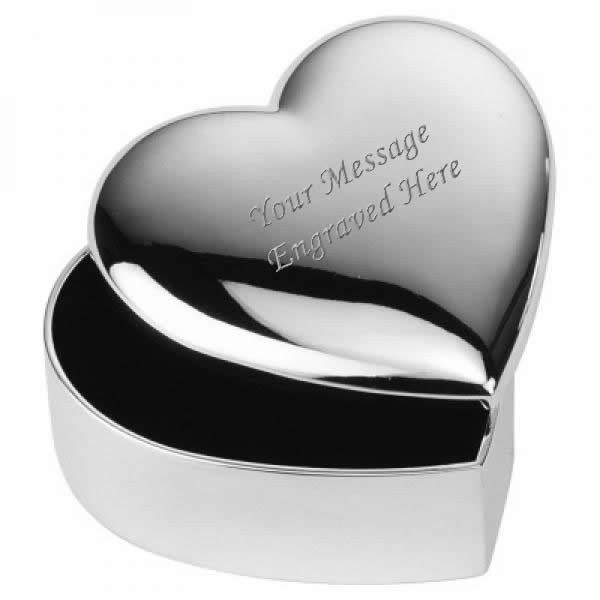 Heart Shaped Silver Plated Jewellery Trinket Box