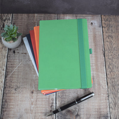 Printed Green Textured Notebook With Logo - Corporate Gift, A5 Journal