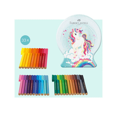 Faber-Castell Connector Felt Tip Pen Set 33 Pens - Unicorn Snow Globe Edition
