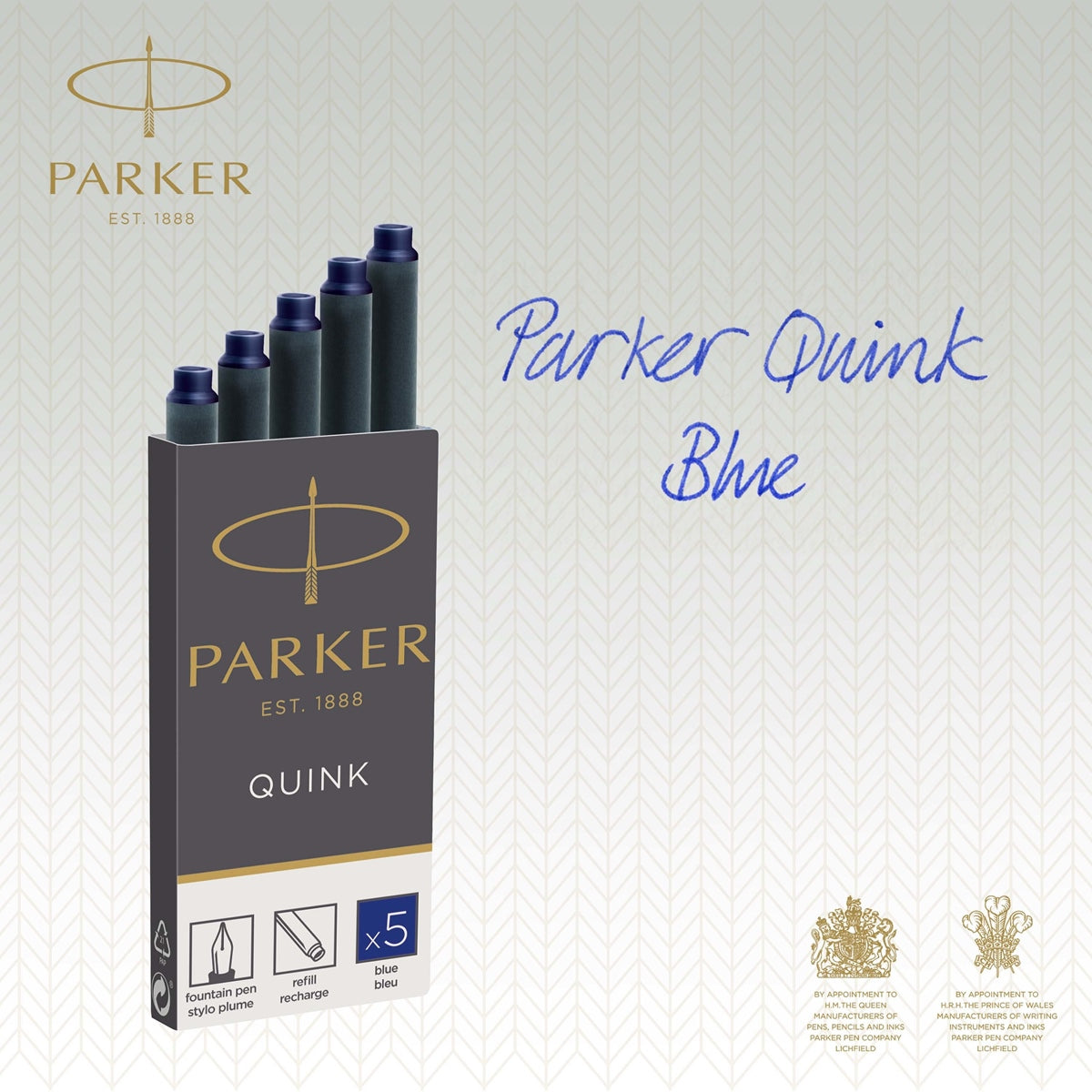 Parker Long Fountain Pen Ink Cartridges in Blue - Pack of 10