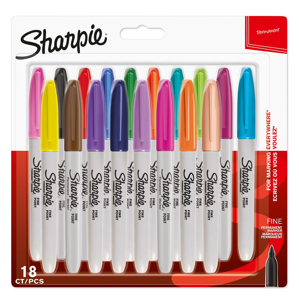 Sharpie Permanent Markers Assorted Fun Colours - Pack of 18