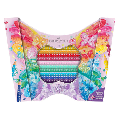 Faber-Castell Butterfly Shape Sparkle Colour Pencil Tin -  20 Pencils with Stickers