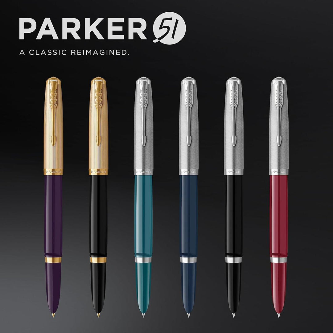 Parker 51 Teal Blue with Chrome Trim Fountain Pen | Executive Pens