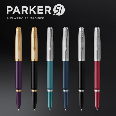 Parker 51 Deluxe Plum with Gold Trim - 18k Gold Nib Fountain Pen