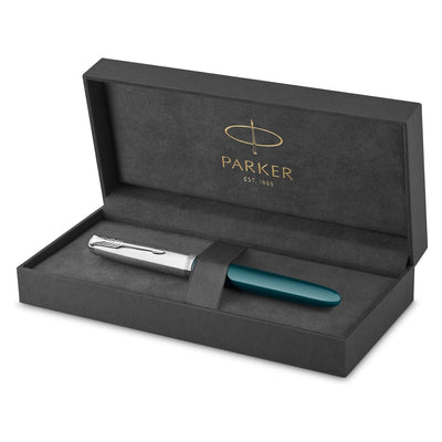 Parker 51 Teal Blue with Chrome Trim Fountain Pen