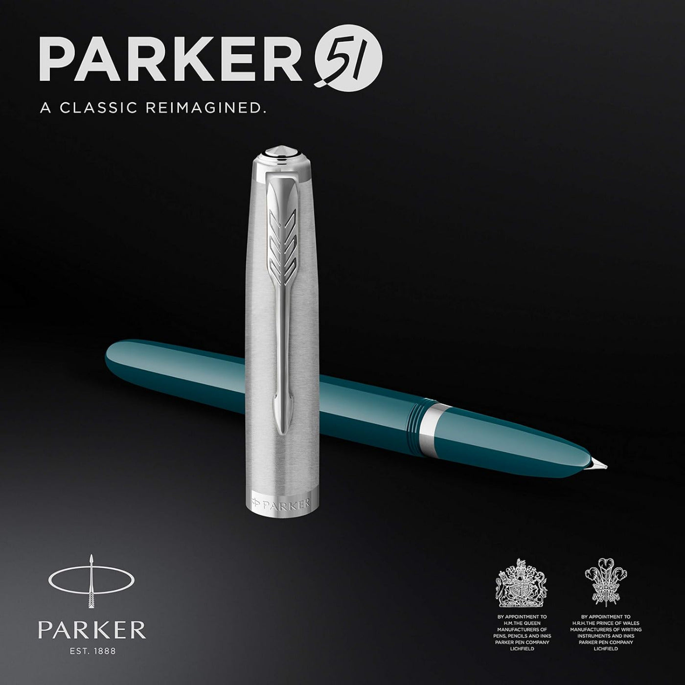 Parker 51 Teal Blue with Chrome Trim Fountain Pen