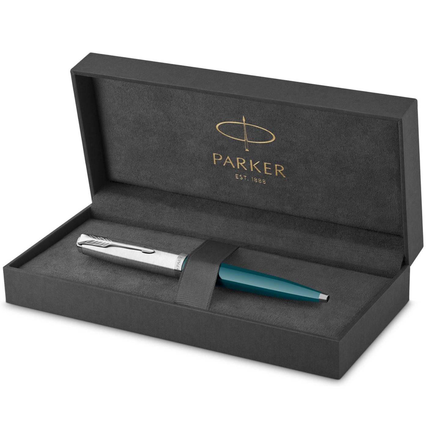 Parker 51 Teal Blue with Chrome Trim Ballpoint Pen