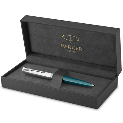 Parker 51 Teal Blue with Chrome Trim Ballpoint Pen