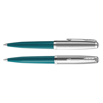 Parker 51 Teal Blue with Chrome Trim Ballpoint Pen