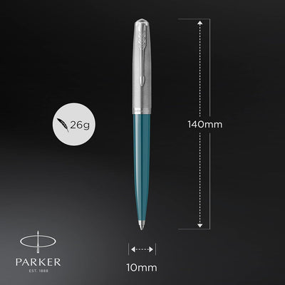 Parker 51 Teal Blue with Chrome Trim Ballpoint Pen
