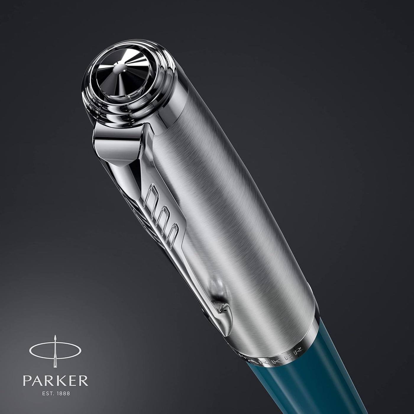 Parker 51 Teal Blue with Chrome Trim Ballpoint Pen