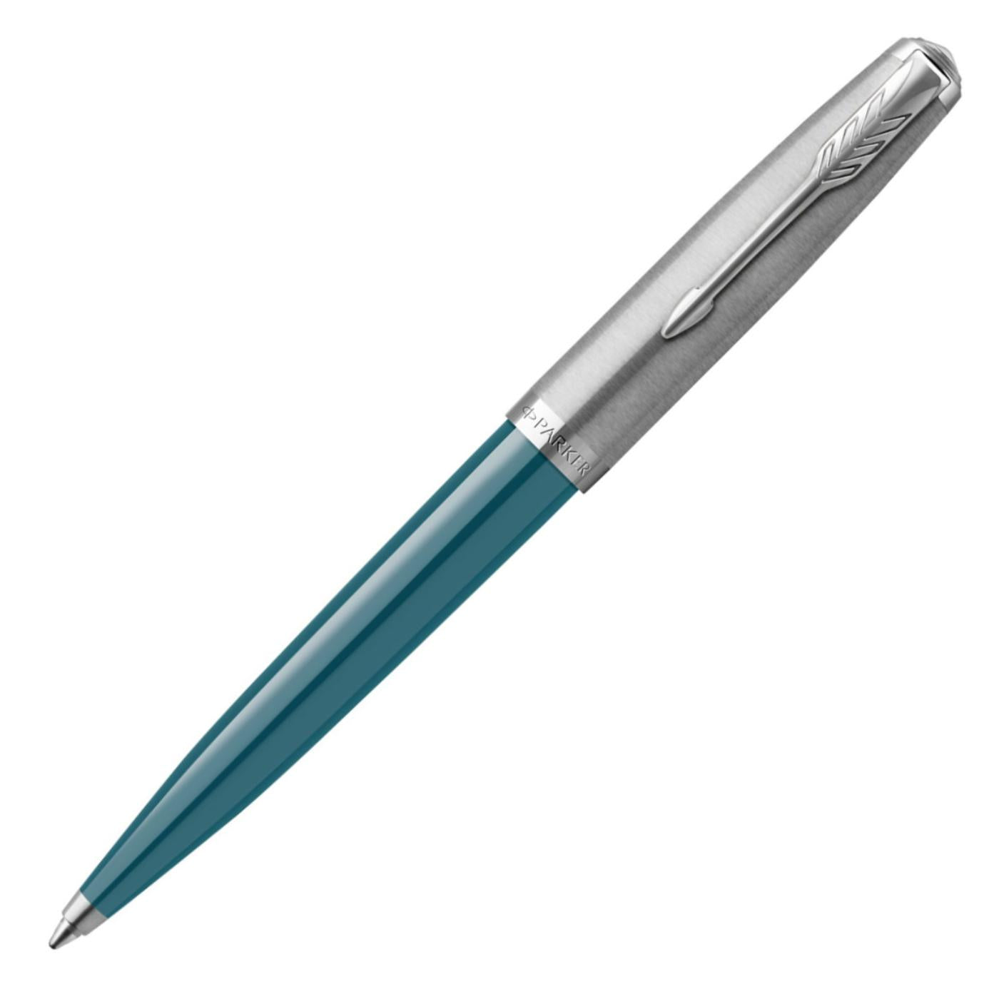 Parker 51 Teal Blue with Chrome Trim Ballpoint Pen