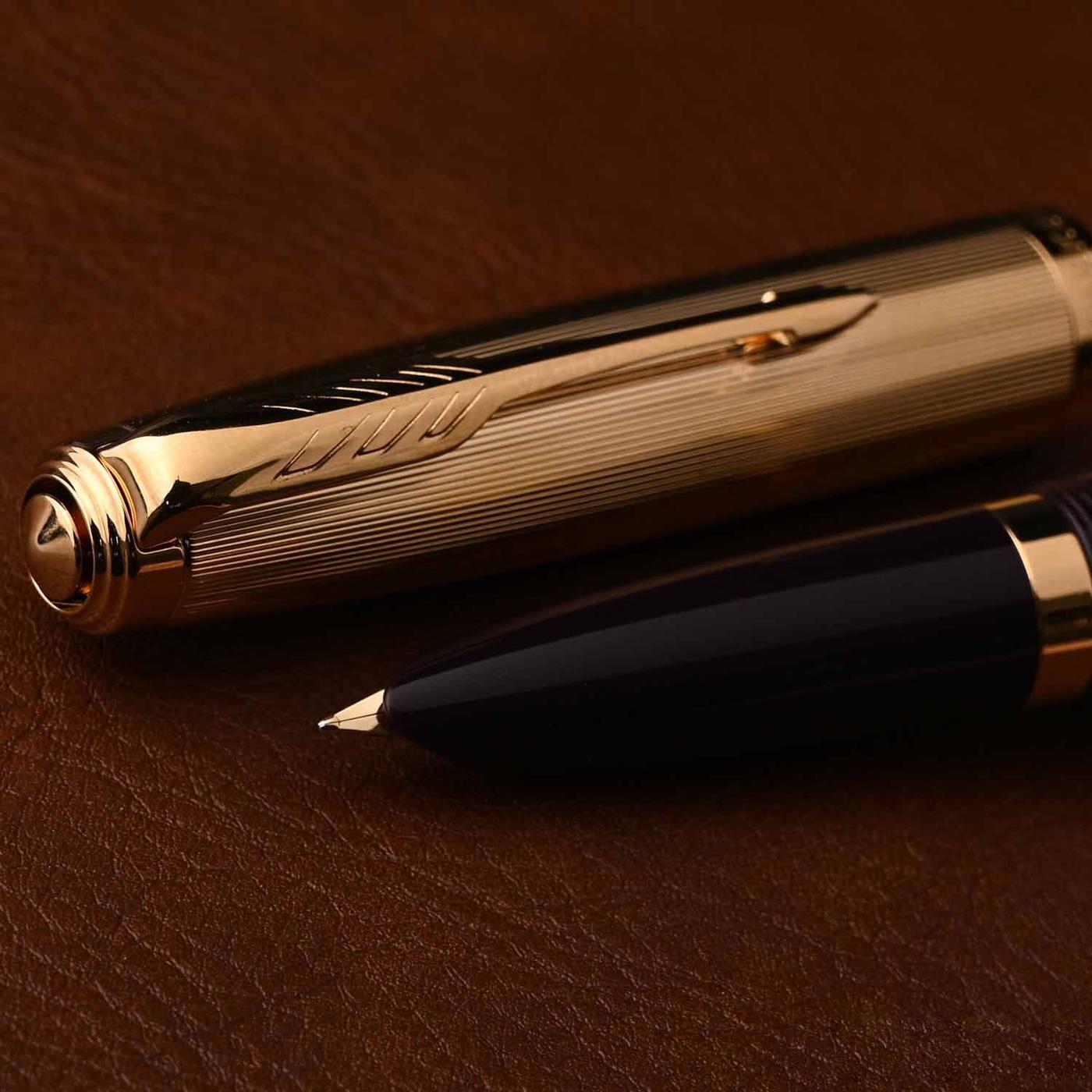 Parker 51 Deluxe Black with Gold Trim - 18k Gold Nib Fountain Pen