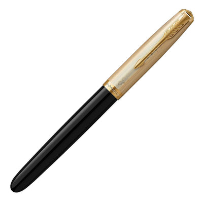 Parker 51 Deluxe Black with Gold Trim - 18k Gold Nib Fountain Pen
