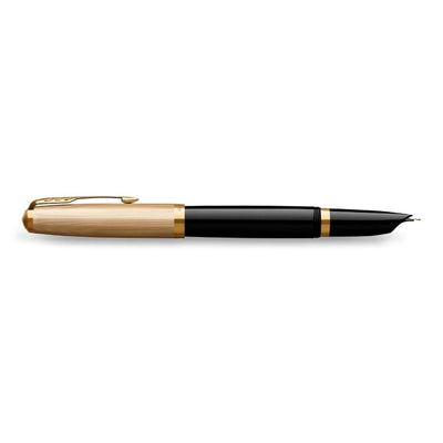 Parker 51 Deluxe Black with Gold Trim - 18k Gold Nib Fountain Pen