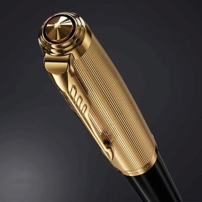 Parker 51 Deluxe Black with Gold Trim - 18k Gold Nib Fountain Pen