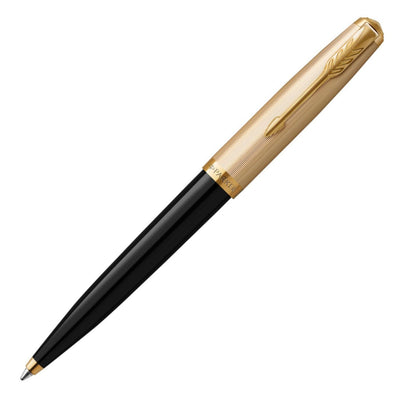 Parker 51 Deluxe Black with Gold Trim - 18k Gold Point Ballpoint Pen