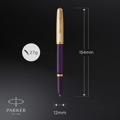 Parker 51 Deluxe Plum with Gold Trim - 18k Gold Nib Fountain Pen