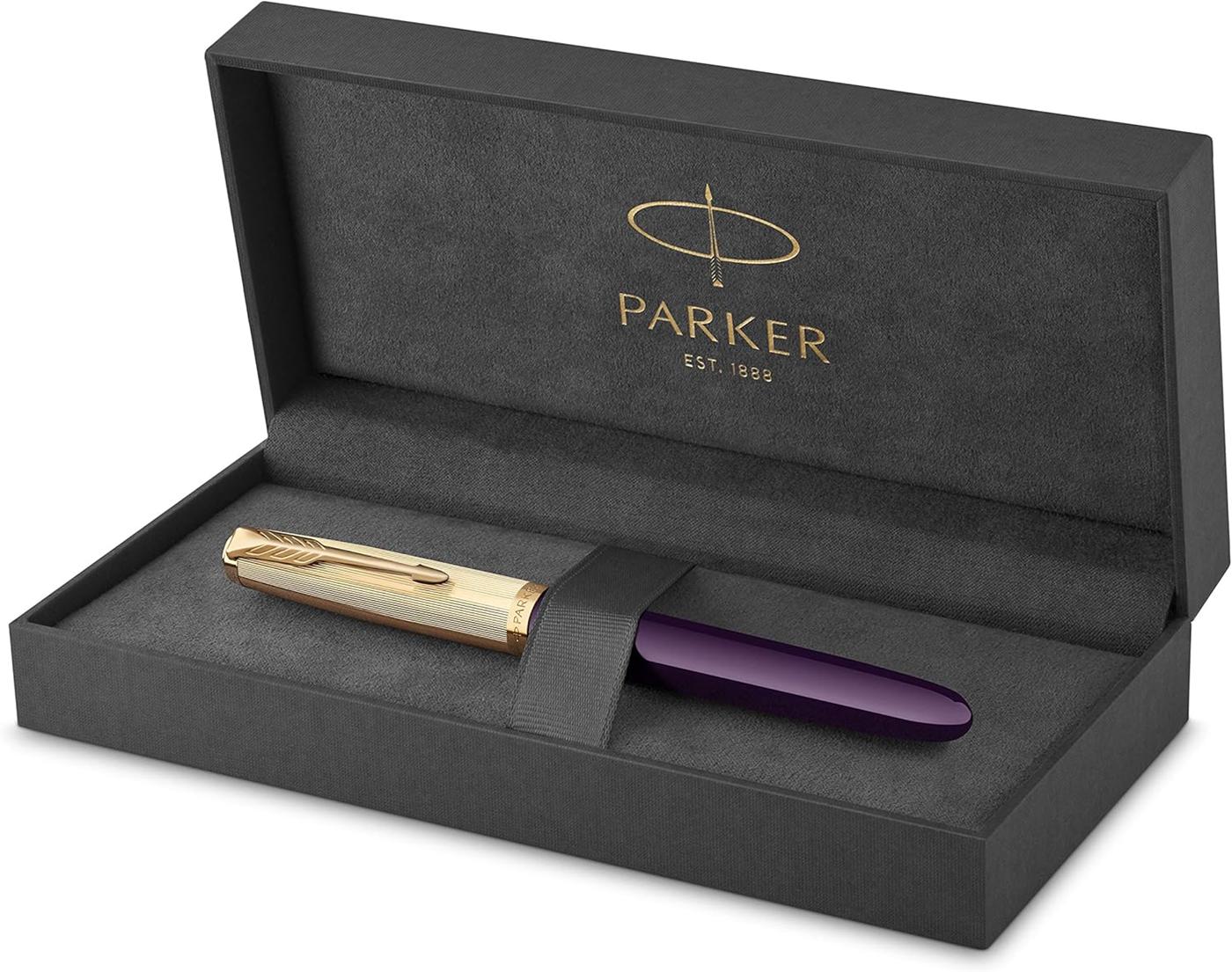 Parker 51 Deluxe Plum with Gold Trim - 18k Gold Nib Fountain Pen