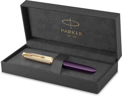 Parker 51 Deluxe Plum with Gold Trim - 18k Gold Nib Fountain Pen