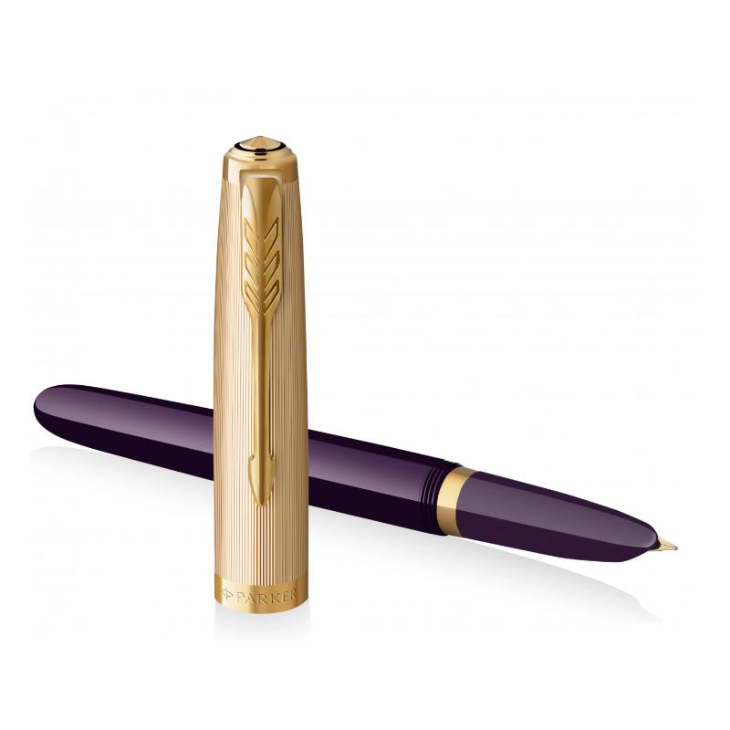 Parker 51 Deluxe Plum with Gold Trim - 18k Gold Nib Fountain Pen
