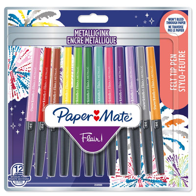 Paper Mate Flair Metallic Felt Tip Pens - Pack of 12