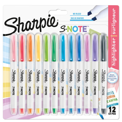 Sharpie S-Note Pastel Highlighters - Pack of 12