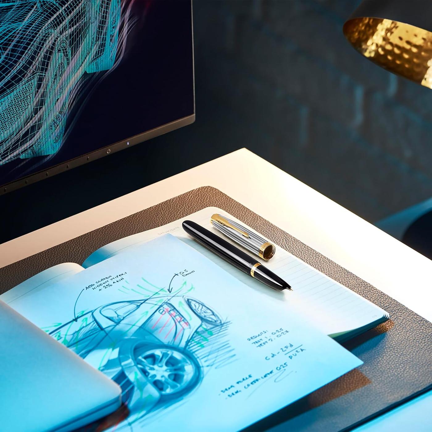 Parker 51 Black with Gold Trim Fountain Pen - Premium Collection