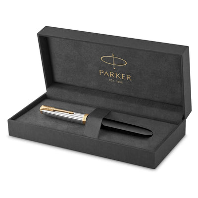 Parker 51 Black with Gold Trim Fountain Pen - Premium Collection