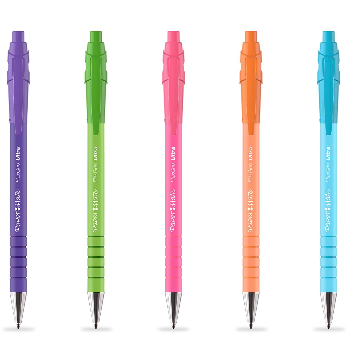 Paper Mate Flexgrip Ultra Bright Ballpoint Pens - Black Ink - Pack of 5