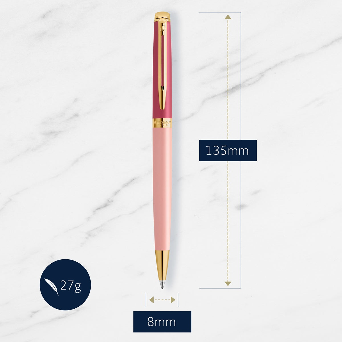 Waterman Hemisphere Pink Gold Trim Ballpoint Pen